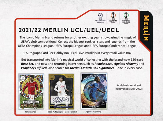 21-22 Topps UEFA Champions League Merlin Chrome Soccer Hobby Box